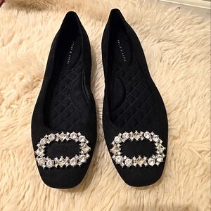 Elegant Black Flats with Crystal Embellishments
